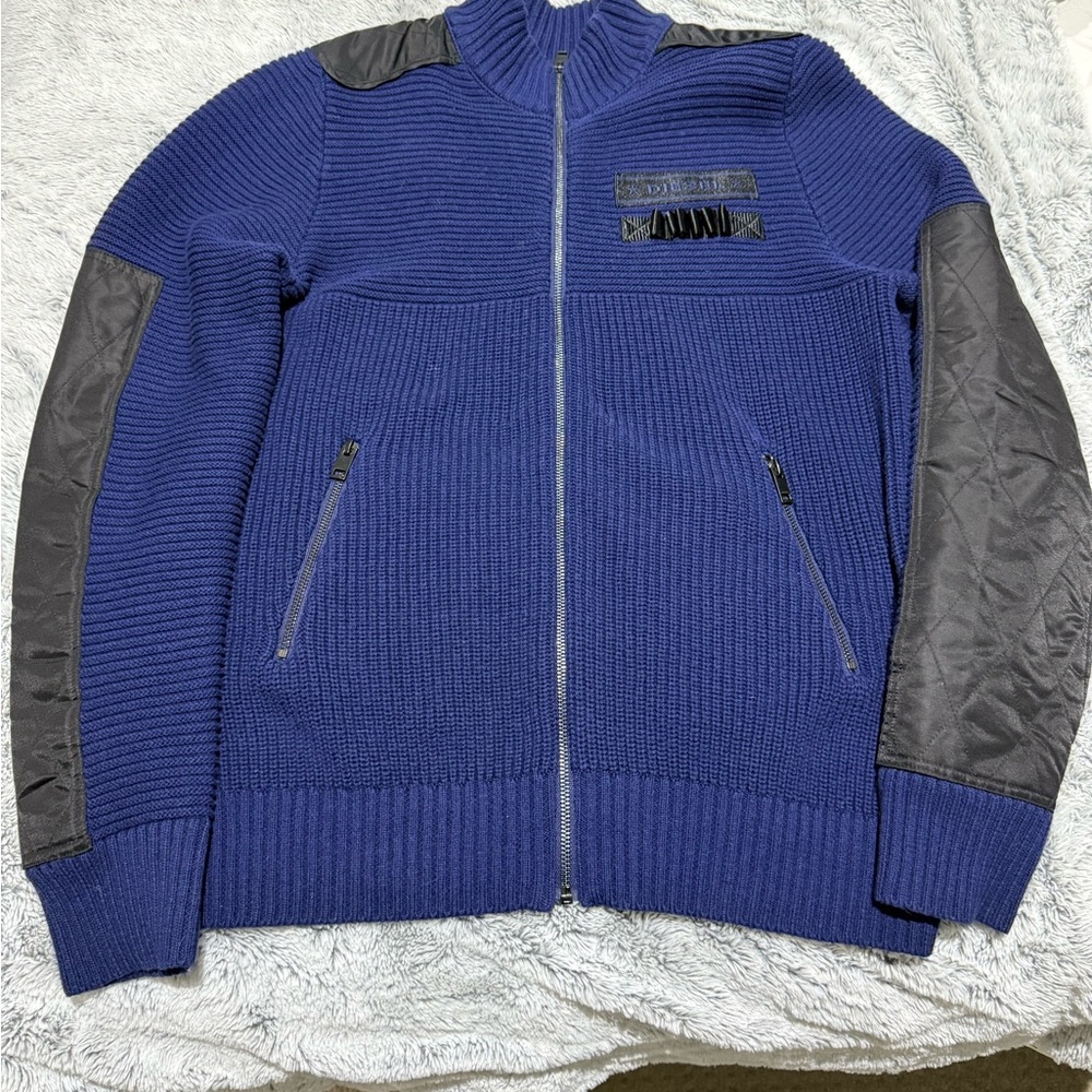 Diesel Men's Zip-Up Sweater in Blue and Gray